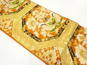 アンティーク　花更紗模様織出し袋帯（着用可）